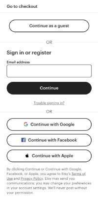 Etsy guest checkout
