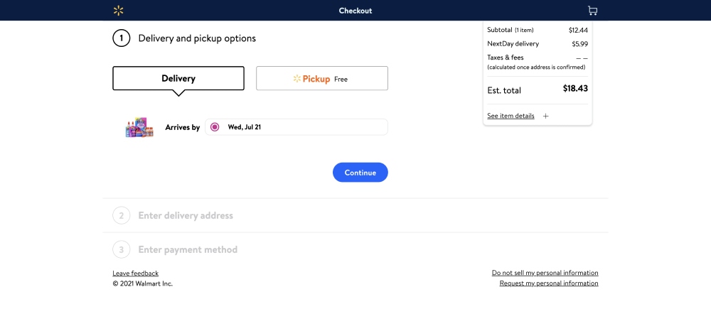 Walmart one-page checkout design