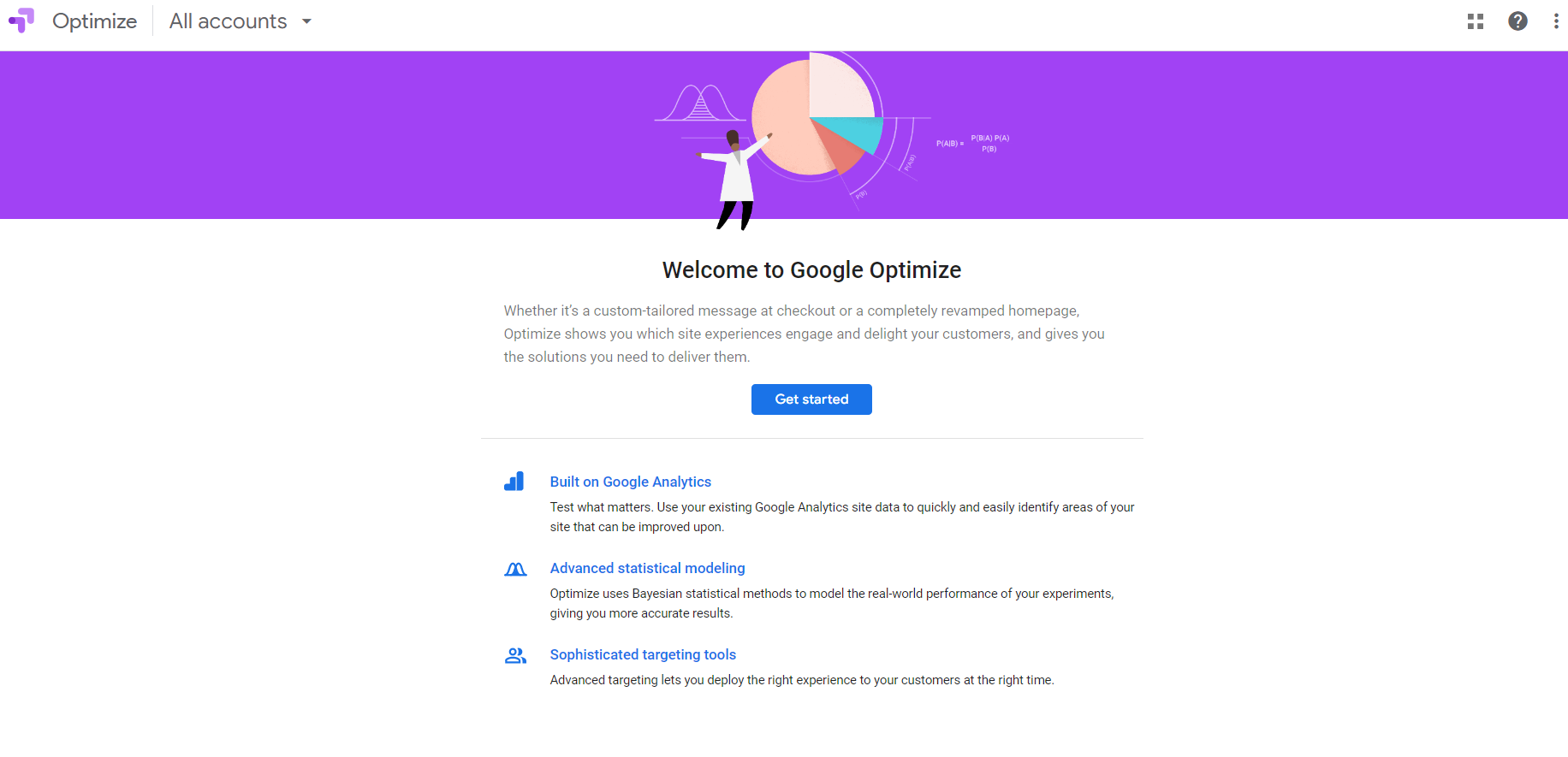 Google Optimize Homepage