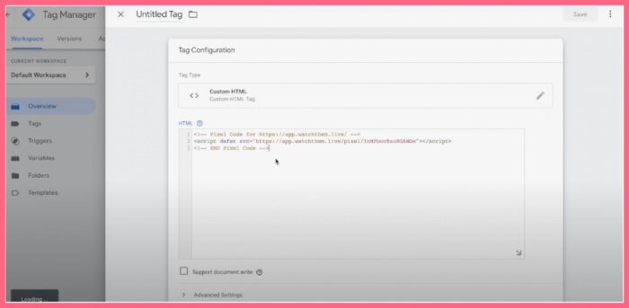 Pasting tracking code in Google Tag Manager