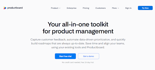 productboard homepage - product management