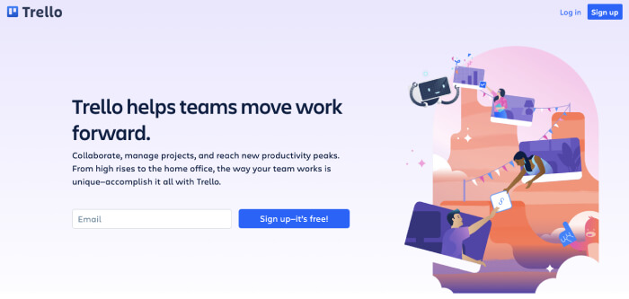 trello homepage - product management