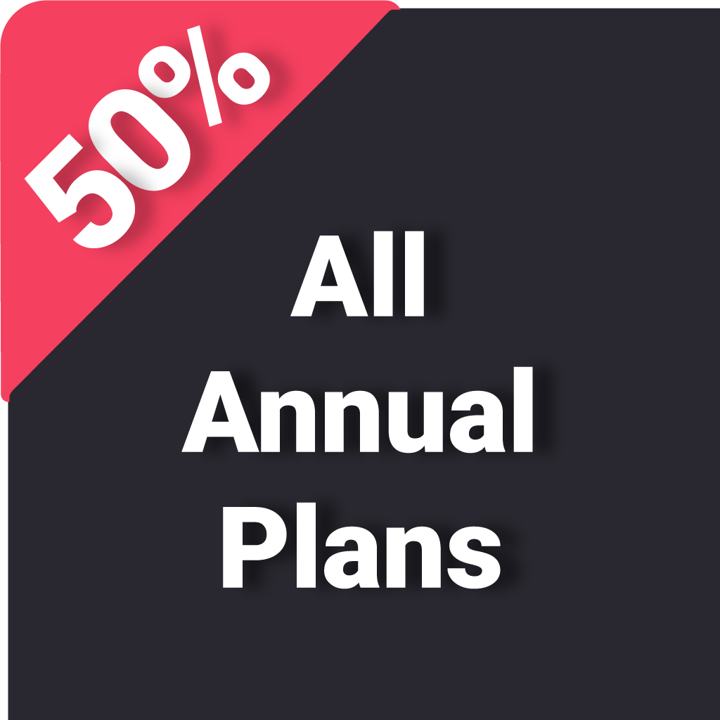 50% discount on all annual plans