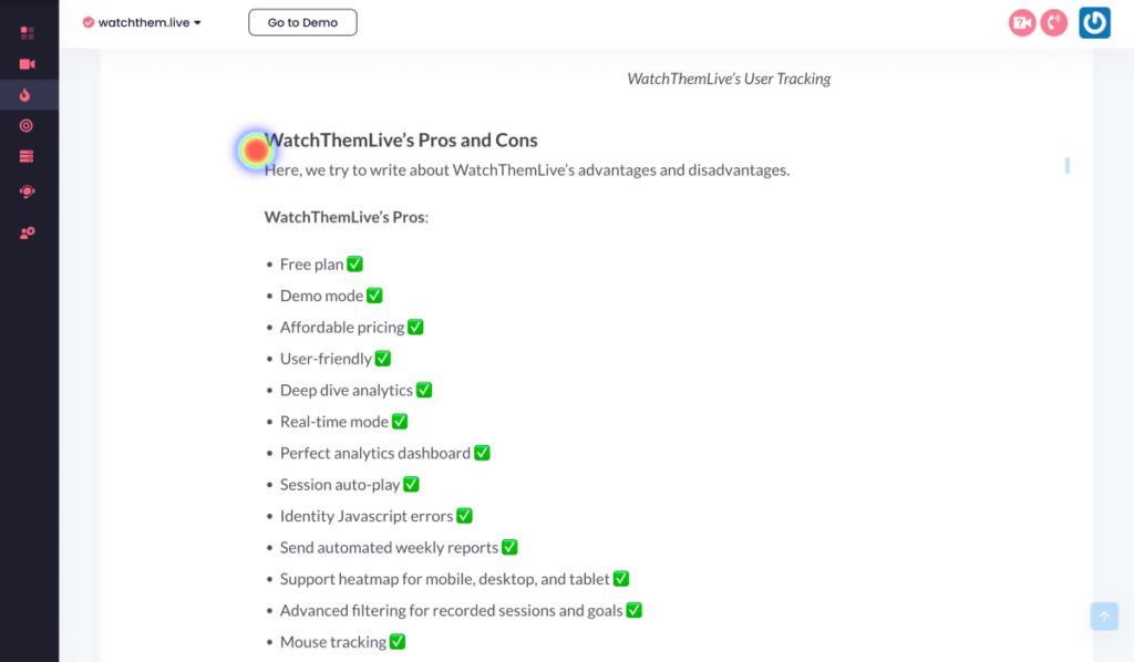 WatchThemLive's Heatmap