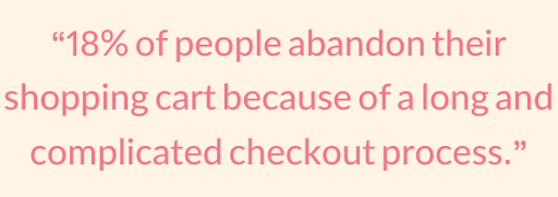 18% of people abandon their shopping cart because of a long and complicated checkout process.