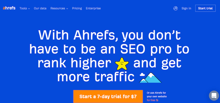 Ahrefs homepage