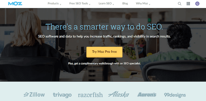 Moz homepage