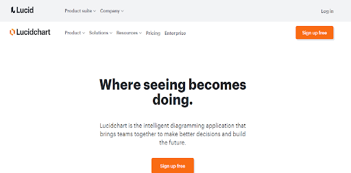 a screenshot of Lucidchart's homepage