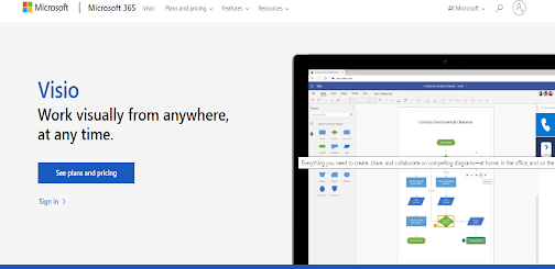 a screenshot of Microsoft Visio's homepage