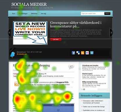 eye-tracking heatmap of a web page