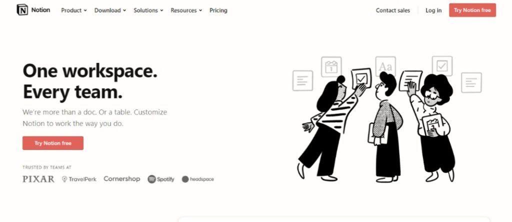Notion homepage