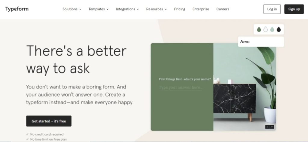 Typeform homepage