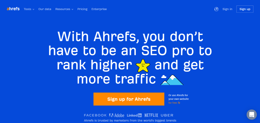 Ahrefs homepage