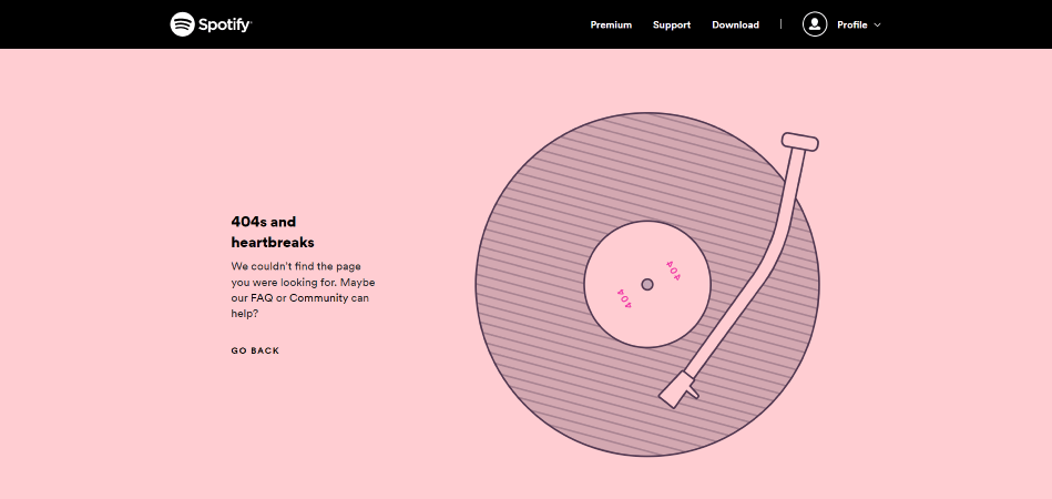 Spotify 404 page