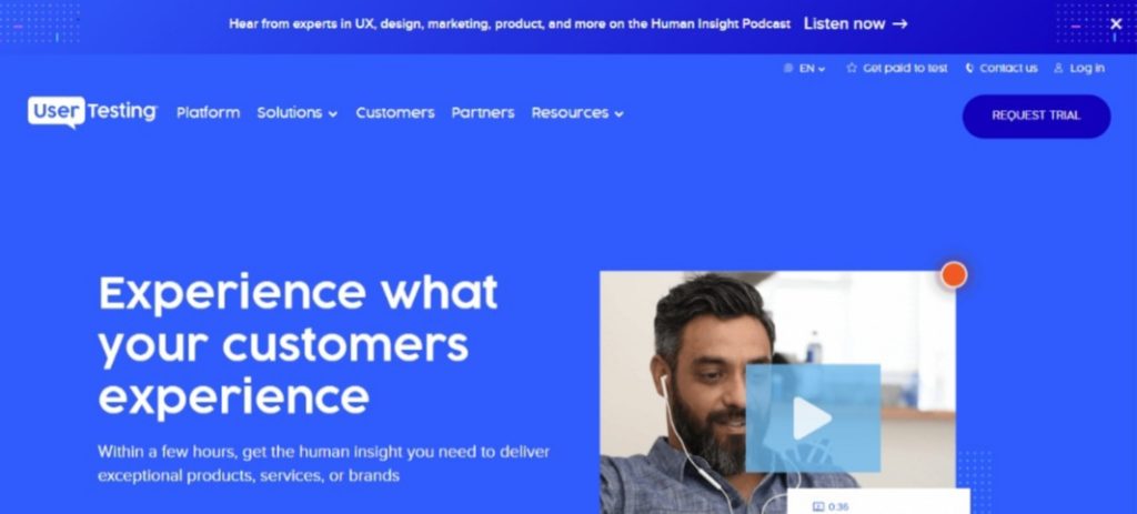 UserTesting homepage