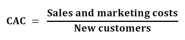 The formula for CAC (Customer Acquisition Cost)