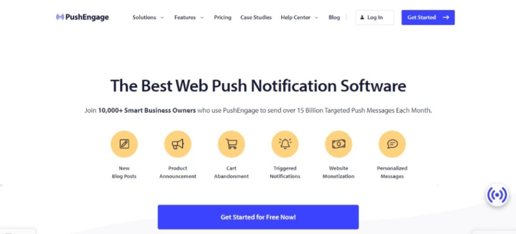 PushEngage homepage