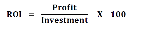 The formula for ROI (Return on Investment)