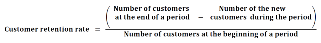 The formula for customer retention rate