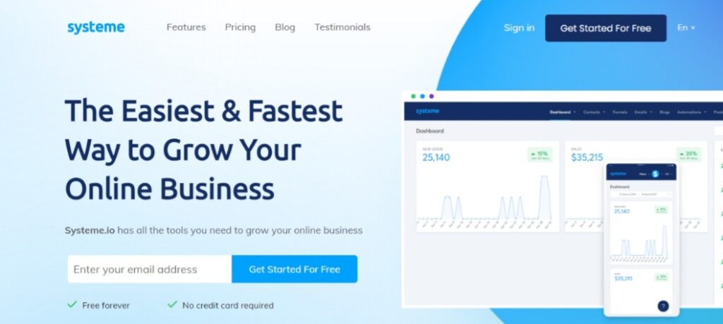 systeme.io homepage