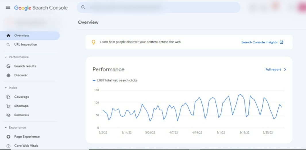 Google Search Console overview page