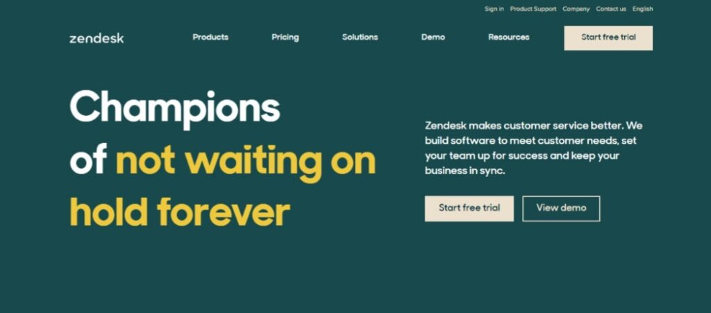 Zendesk homepage