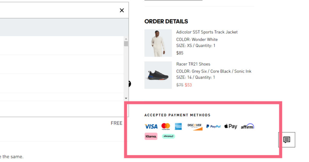 supporting different payment methods in checkout flow