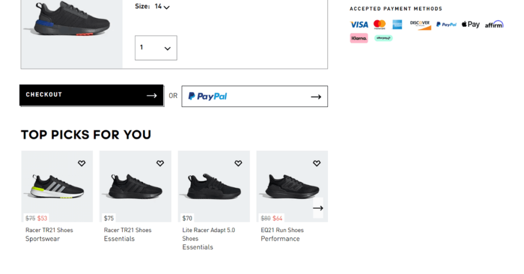 an example of differnt upsells in checkout flow
