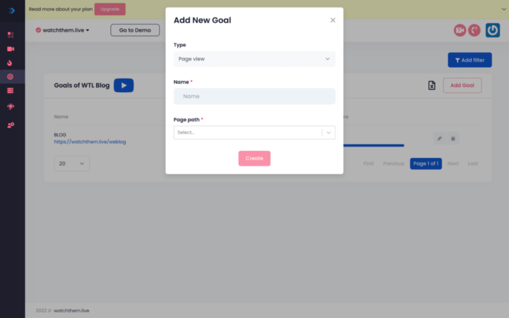 WatchThemLive Goal Tracking