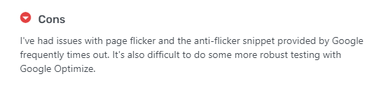 google optimize review about page flickering