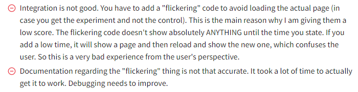 Google Optimize Review: page flickering