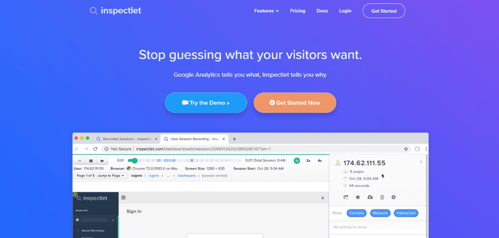 Inspectlet Homepage