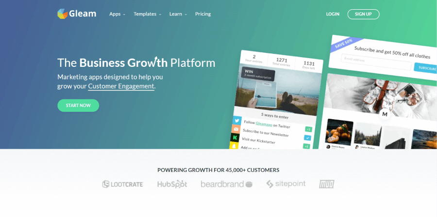 Gleam business owner platform homepage