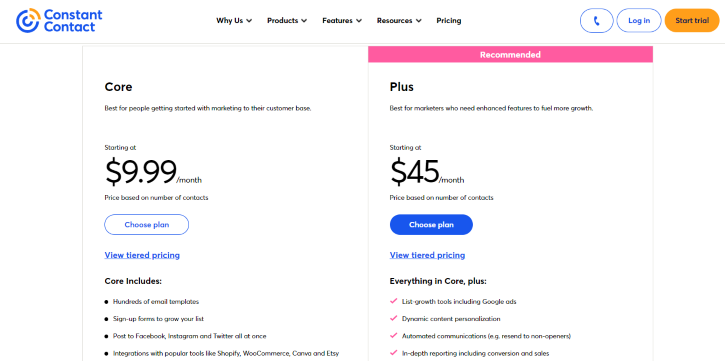 Constant Contact Pricing & Plans