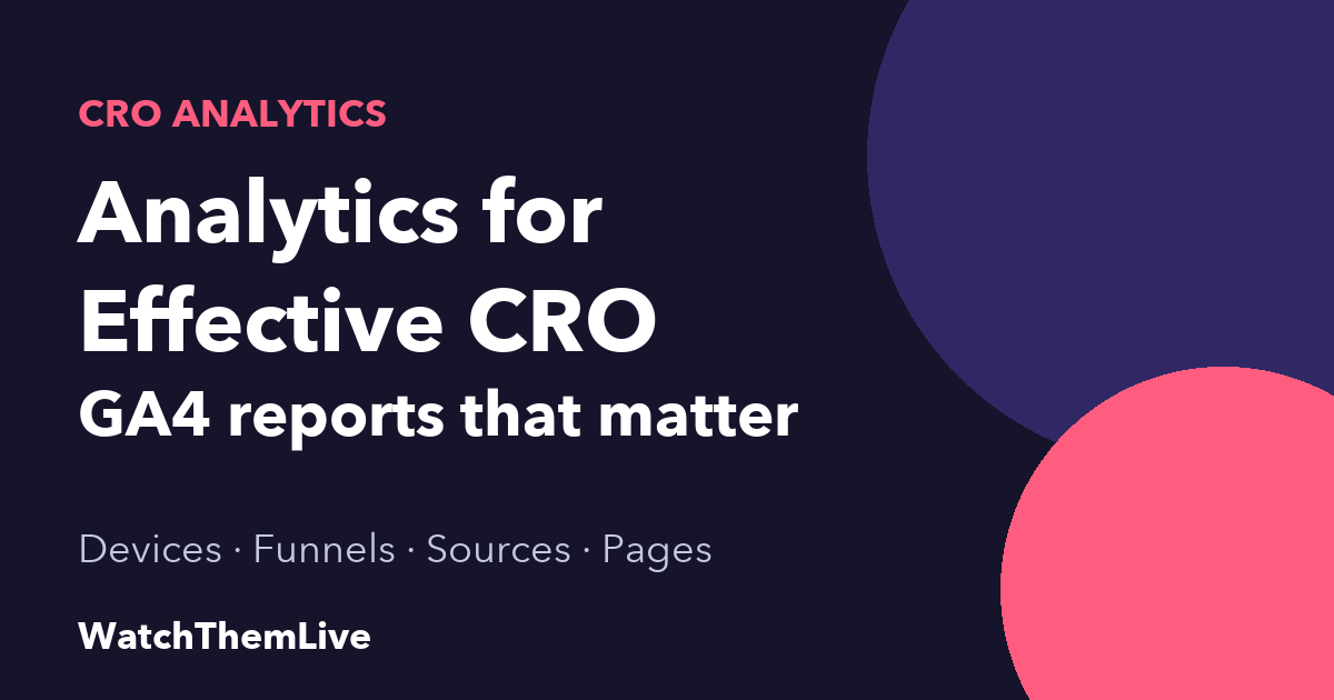 WatchThemLive Home 51 CRO analytics: GA4 reports that matter