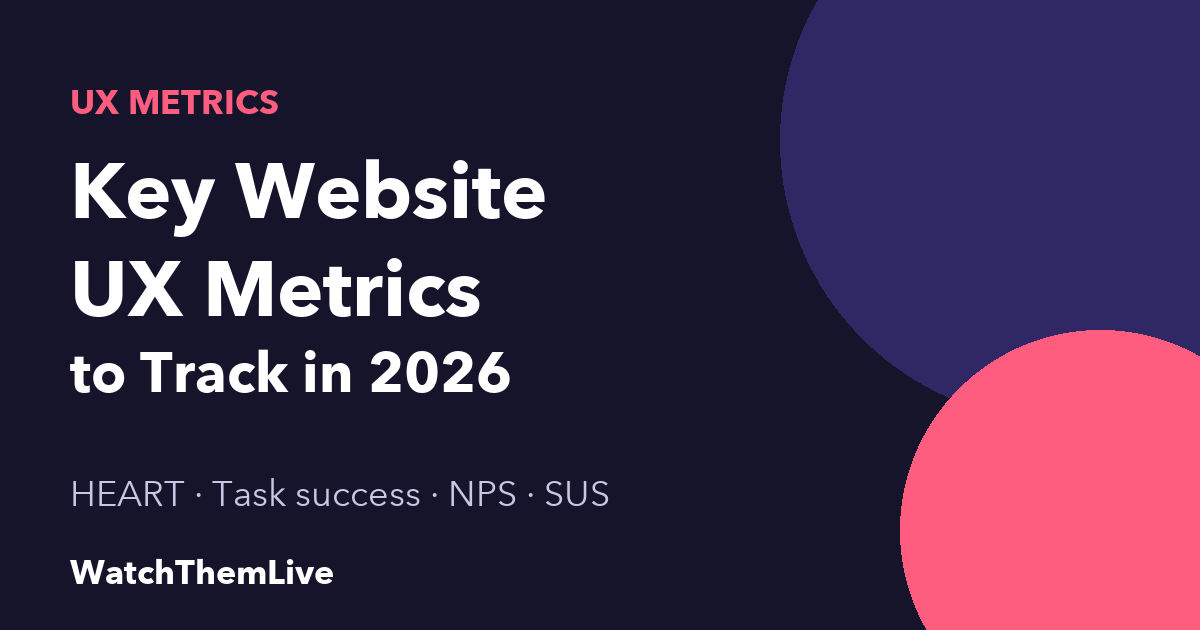 WatchThemLive Home 52 UX metrics: key website UX metrics to track in 2026